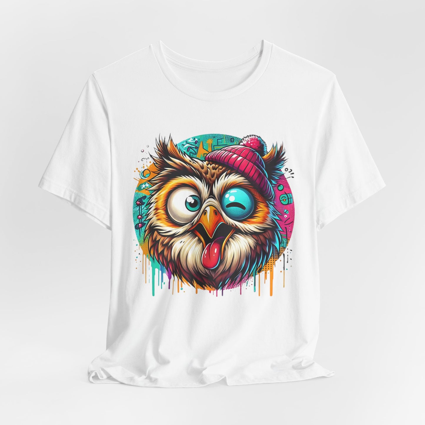 Colorful Owl Graphic Tee, Fun Owl Shirt, Funny Bird Shirt, Cute Cartoon Tees, Animal T-Shirt, Animal Tees, Art Design T-Shirt