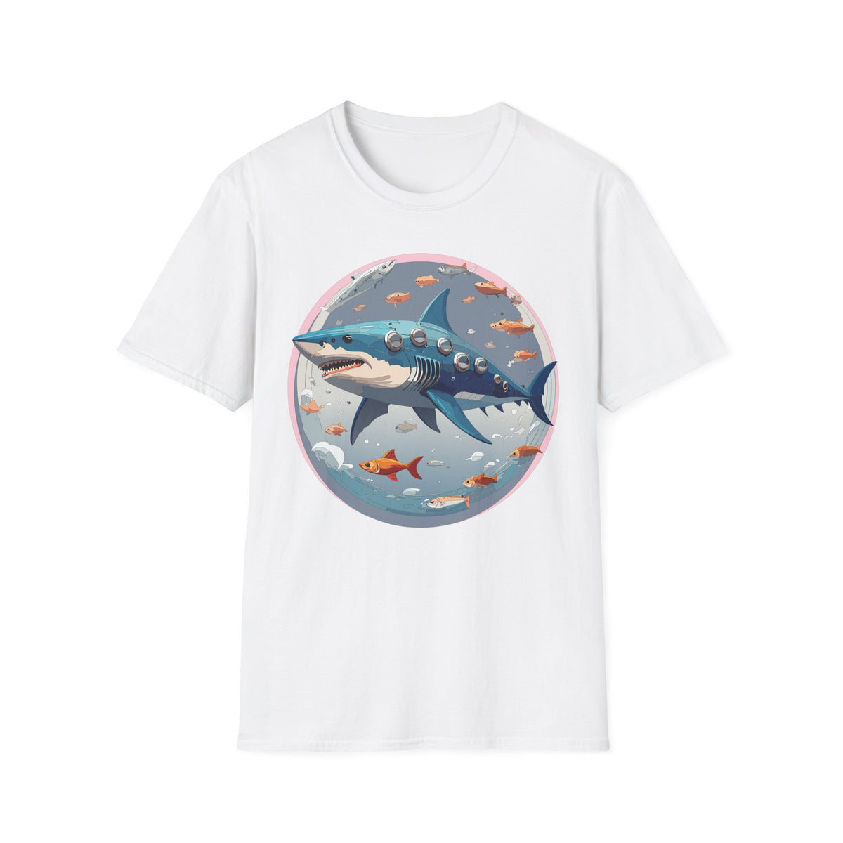Steampunk Shark T-Shirt | Submarine Porthole Ocean Illustration