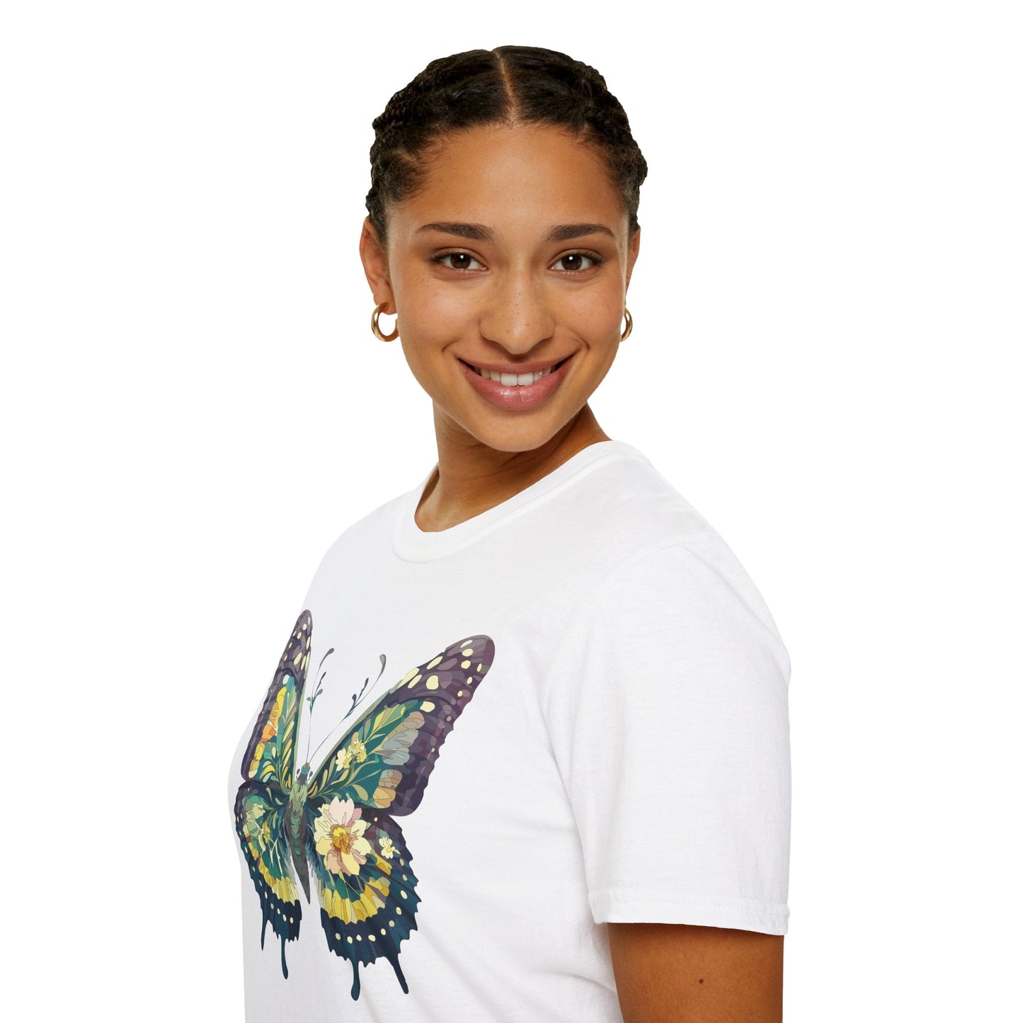 Butterfly Shirt Unisex Monarch Print T Shirt Gildan Softstyle 64000 Lightweight Tee