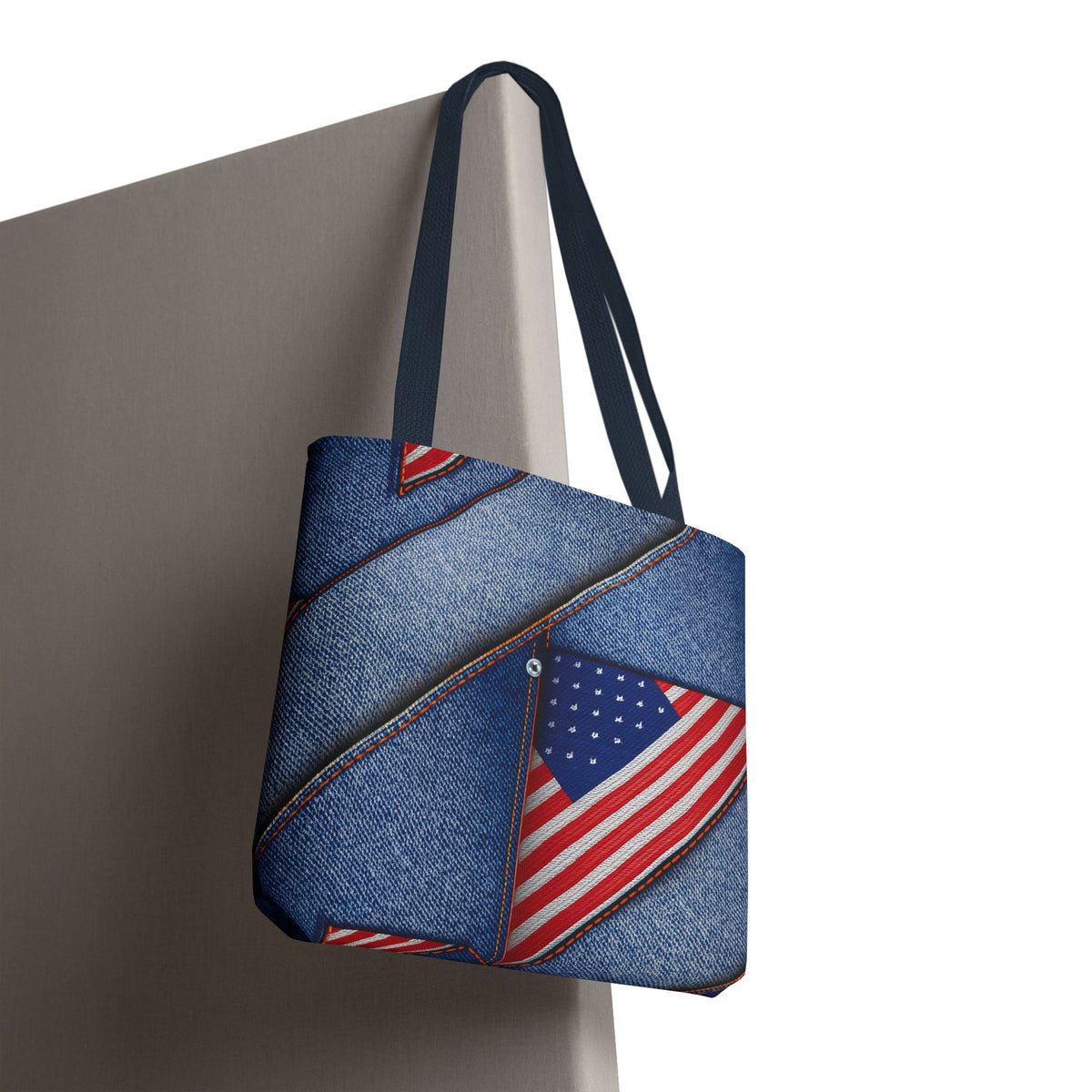 4th of July Graphic Denim Fabric Imitation Print Unisex Canvas Bag Poly Spun 3 Sizes Tote Bag 200-22
