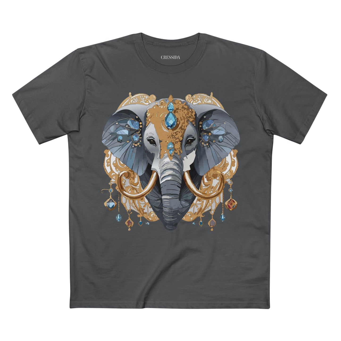 Elephant Graphic Unisex 100 Cotton Tee With Unique Animal Golden Medallion Art Design 39