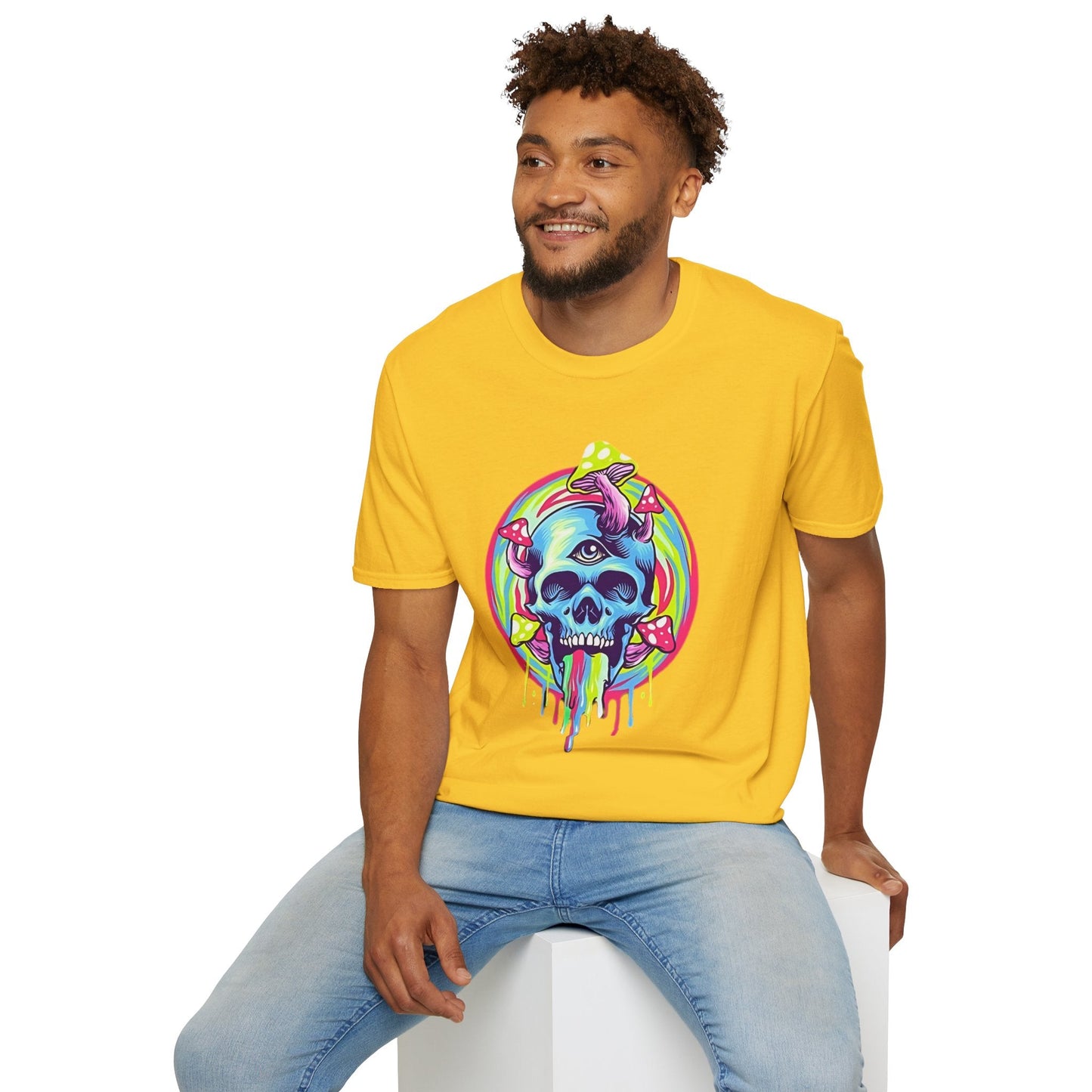 Unisex Skull Tee Shirt With Skeleton Design Cotton Softstyle 64000 T Shirt Premium Cotton Tee