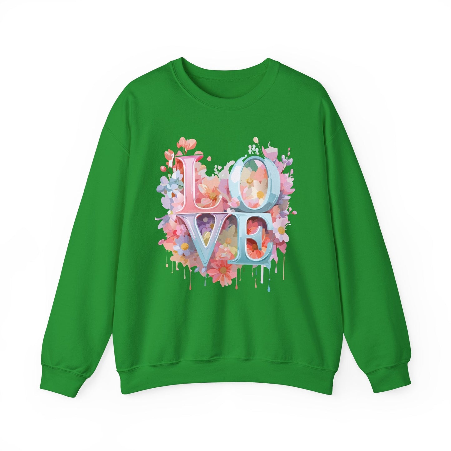 Floral Love Sweatshirt Unisex Valentines Day Crewneck Gildan 18000 50 Cotton 50 Polyester