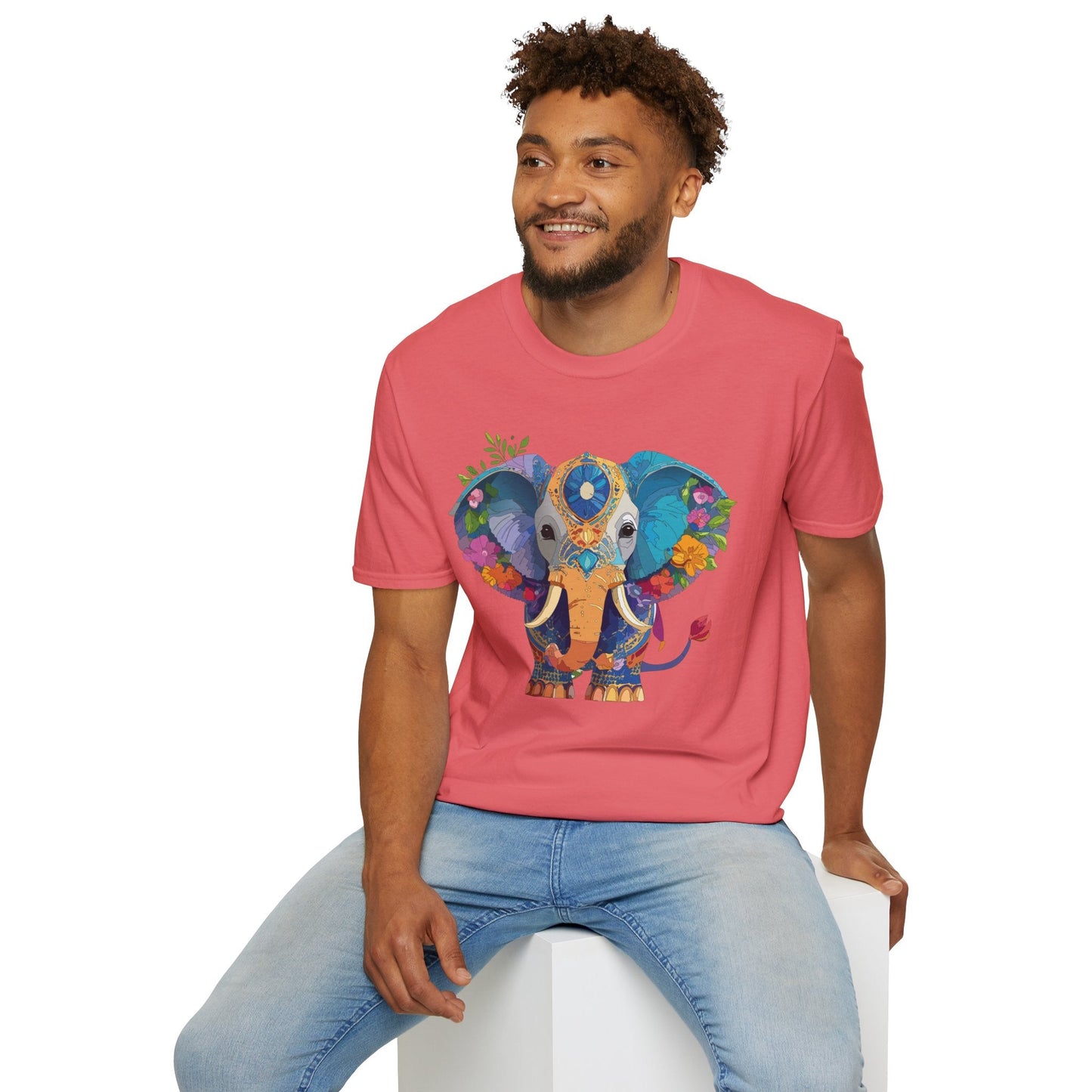 Elephant Graphic Shirt For Adults Unisex Softstyle Tee 100 Percent Cotton Gildan 64000