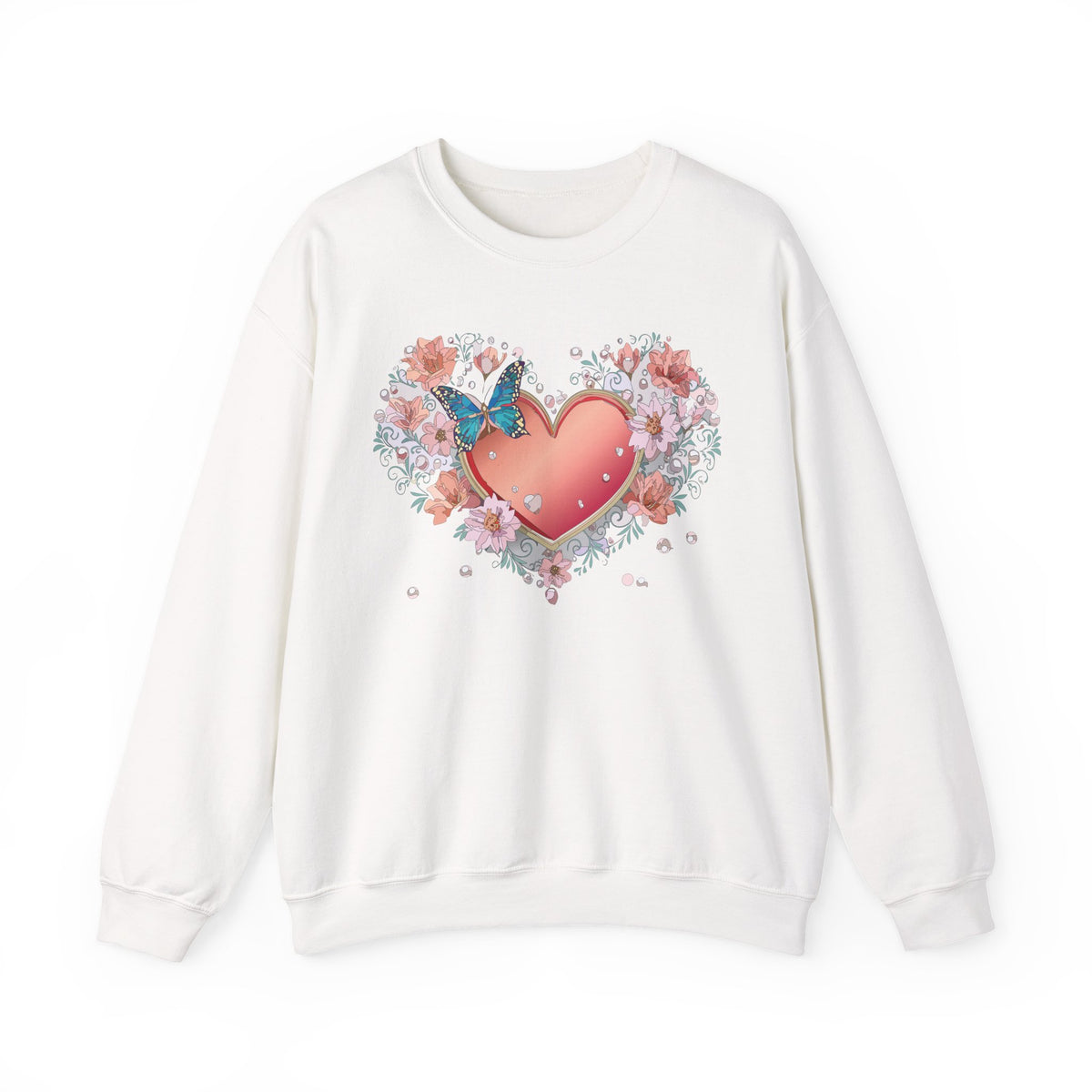 Floral Heart Love Graphic Valentine's Day Sweatshirt Unisex 50/50 Cotton-Poly Sweatshirt w26