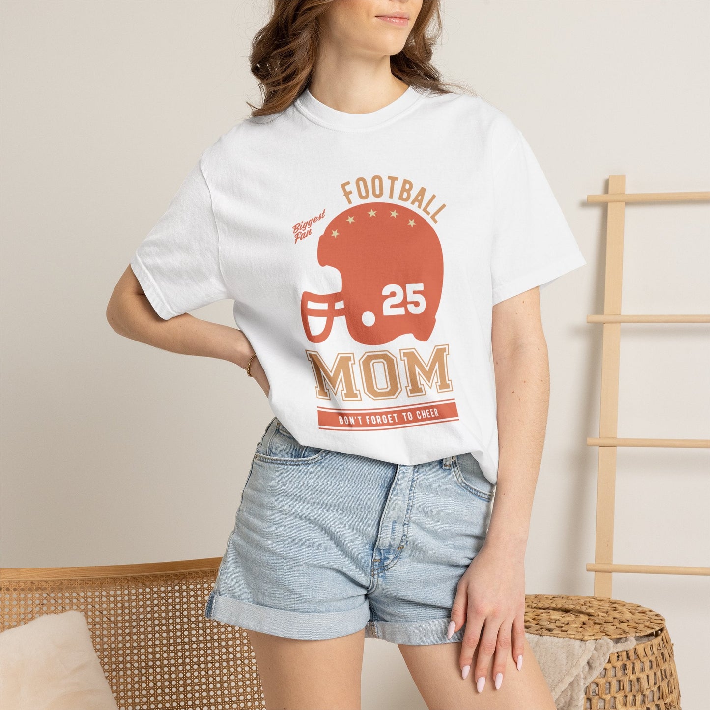 Football Mom T-shirt Mother's Day Mama Tee Unisex Comfort Colors Garment-Dyed Cotton h43