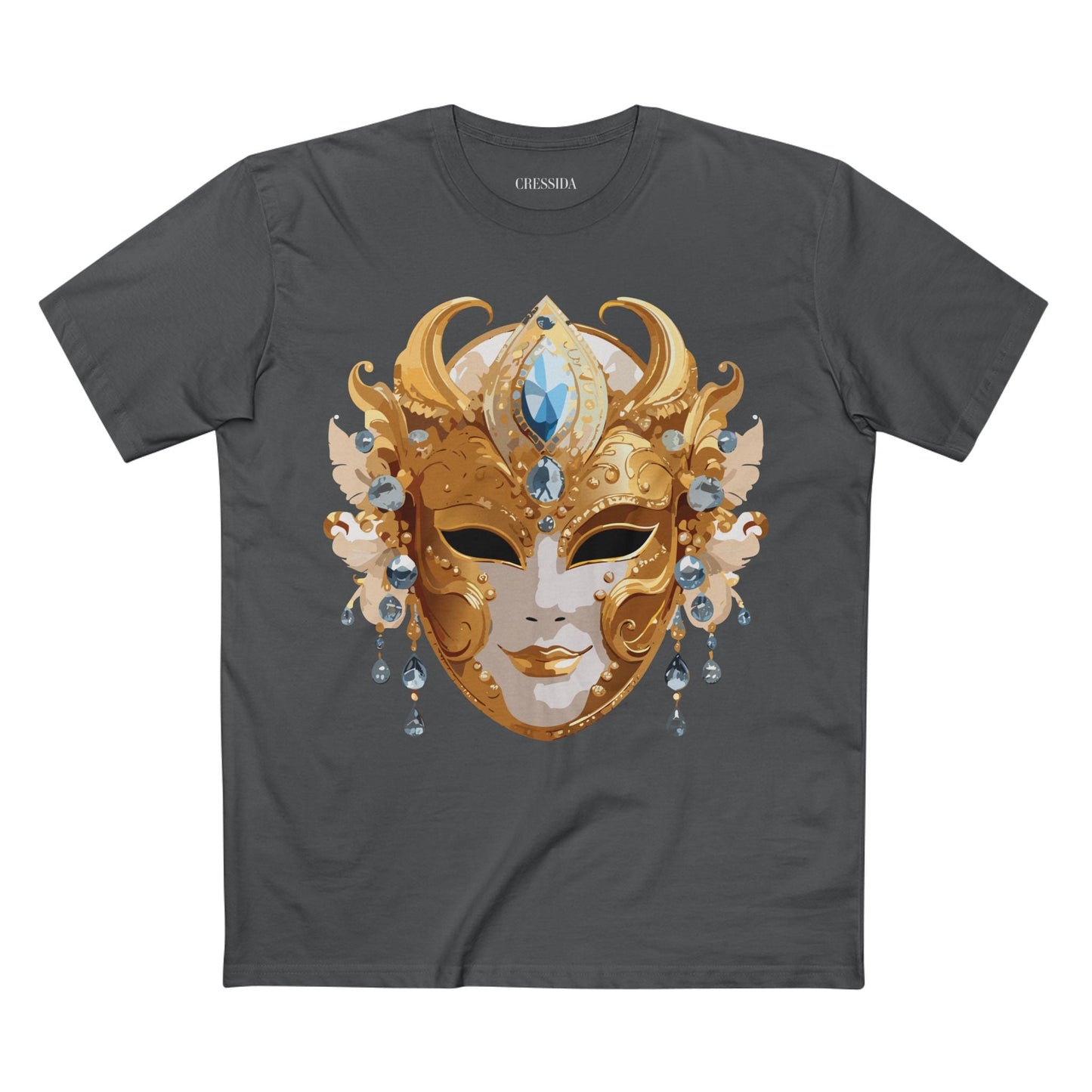 Carnival Mask Graphic T-Shirt Unisex 100 Cotton With Antique Gold Art Design Tee 22