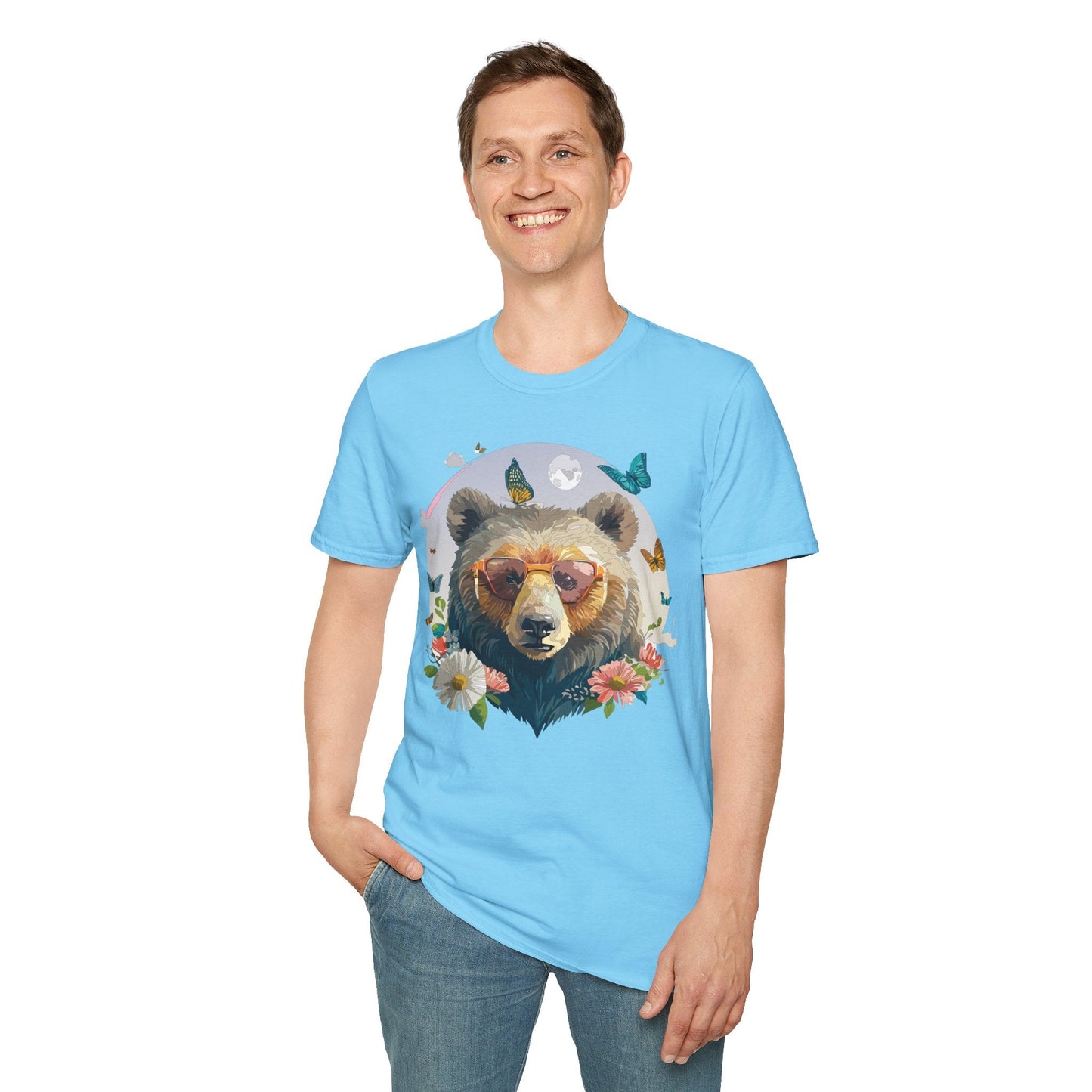 Bear T Shirt Unisex Softstyle Tee 100 Percent Ring Spun Cotton Gildan 64000 Comfortable Wear