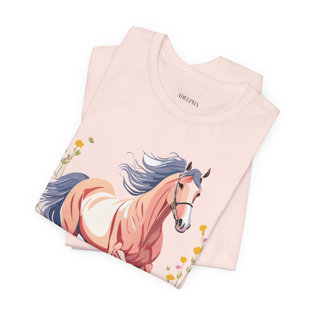 Horse Graphic Unisex Cotton Bella+Canvas Tee with Art Animal Design e28