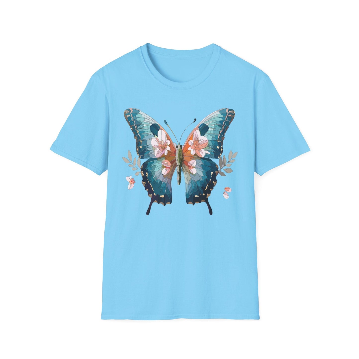 Butterfly Shirt Unisex T Shirt Monarch Butterfly Print Gildan Softstyle 64000 Cotton Tee Classic
