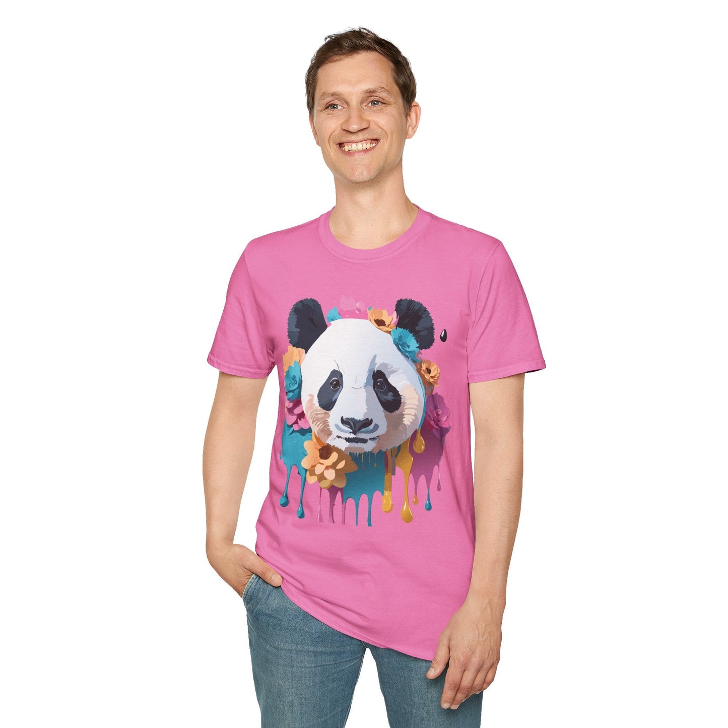 Unisex Panda Shirt Softstyle Cotton Tee For Everyday Wear With Cute Animal Print