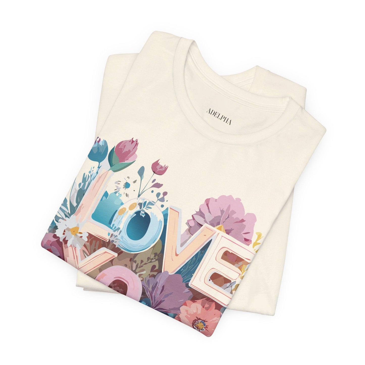 Valentine Day Graphic Unisex 100 Cotton Vintage Artwork with Love and Flower Design Tee 37