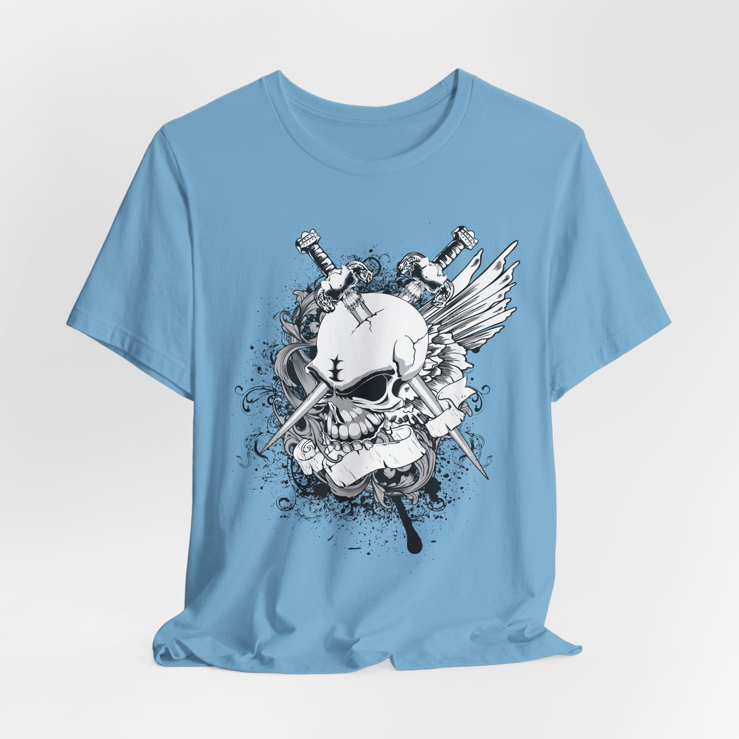 Dagger Skull Graphic Design Tee, Skull Shirt, Vintage Tees, Art Design T-Shirt, Vintage Graphic Tee, Art Shirts with Skulls