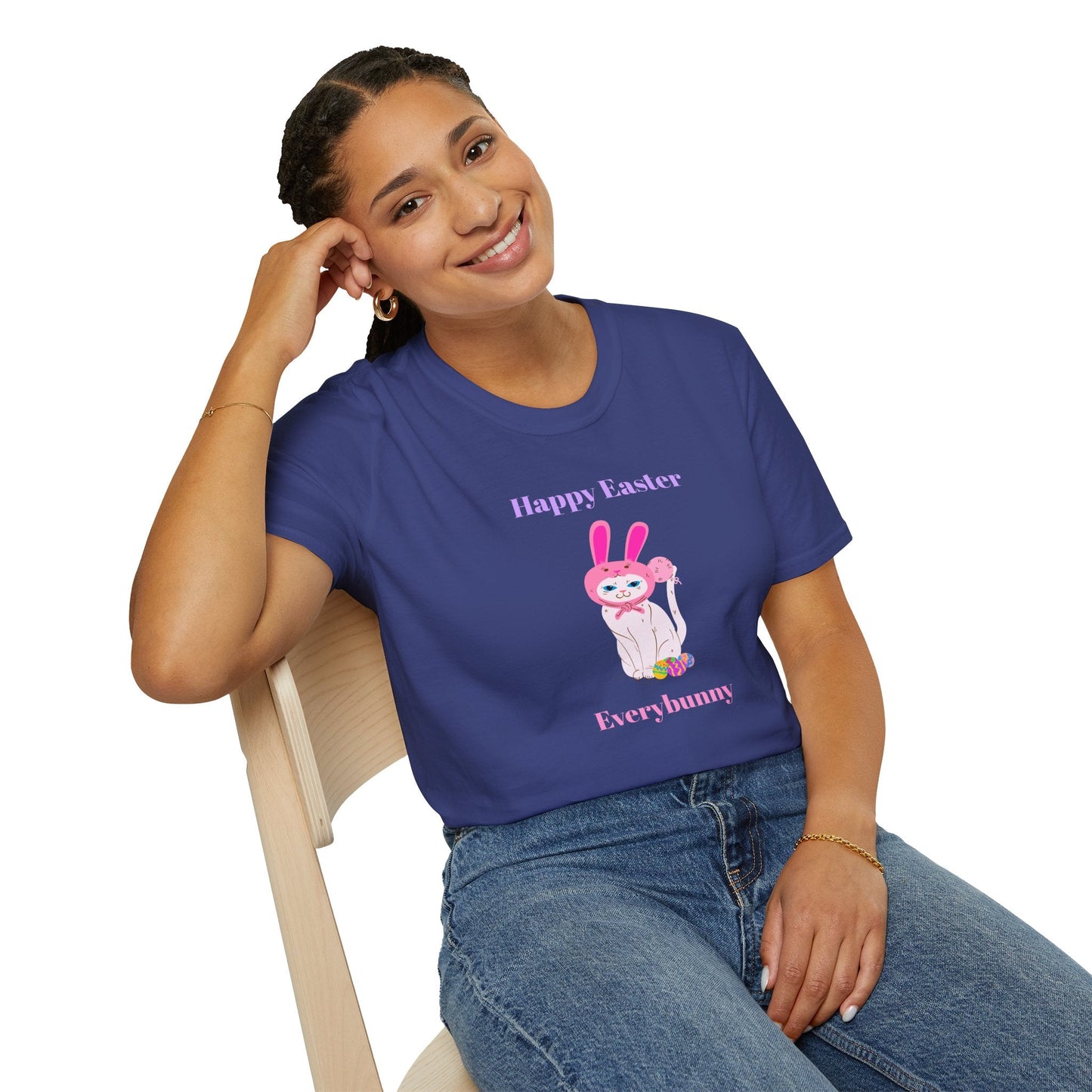 Unisex Easter Bunny T Shirt Softstyle 64000 Tee With Easter Design Print Gildan 100 Percent Ring Spun Cotton