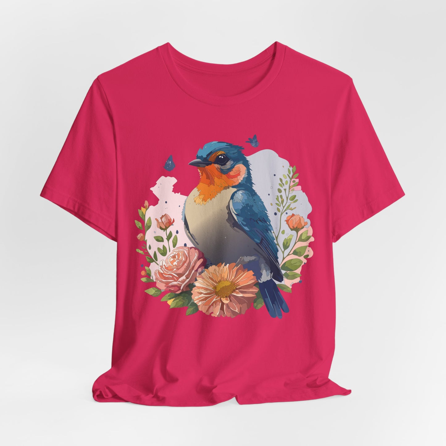 Floral Bird Tee, Animal Shirt, Bird Shirt, Floral Tee, Flower T-shirt, T-Shirt with Animal
