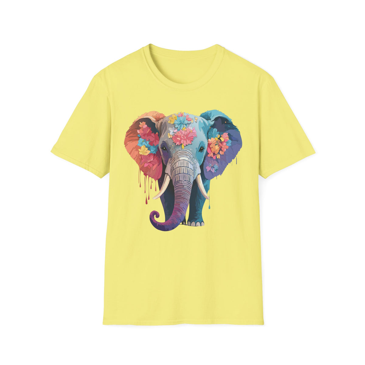 Colorful Floral Elephant T-Shirt | Watercolor Elephant Tee