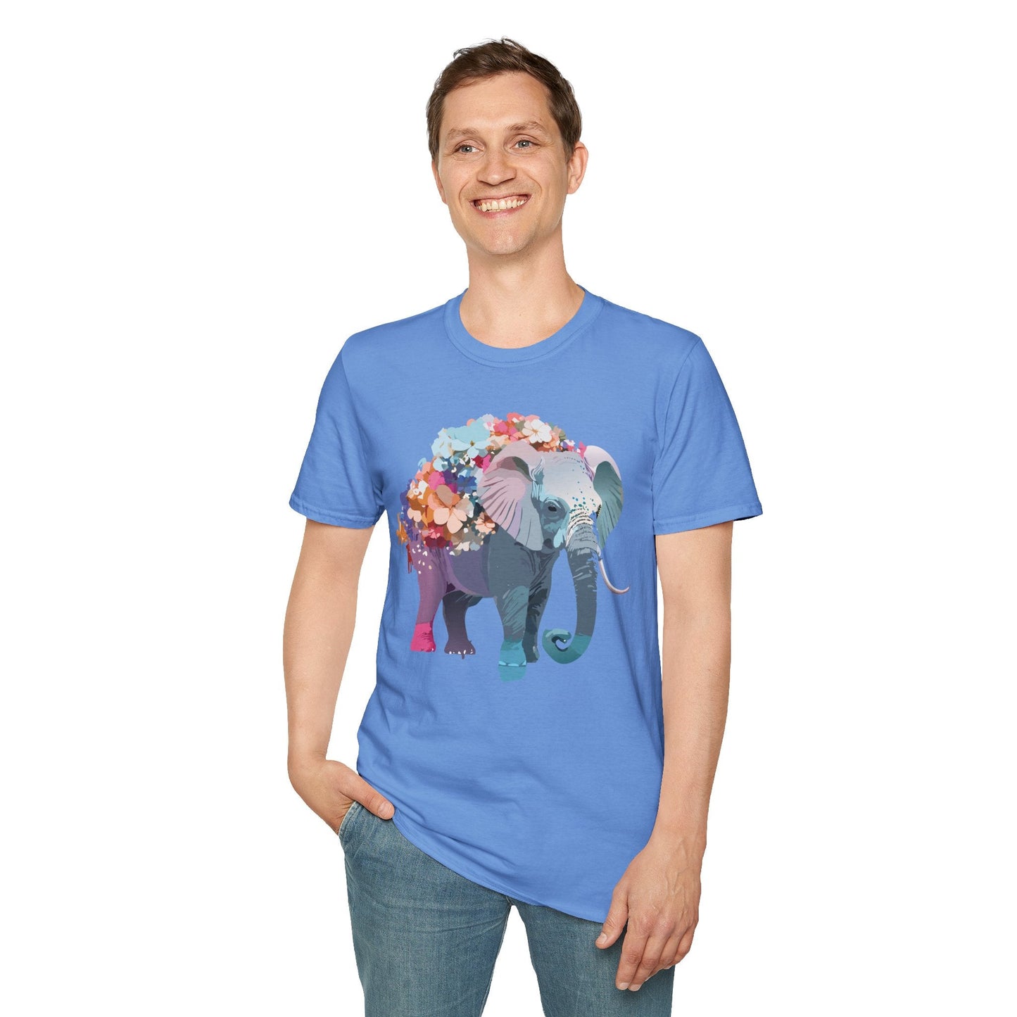 Elephant T Shirt Unisex Softstyle Tee 100 Percent Ring Spun Cotton Animal Design