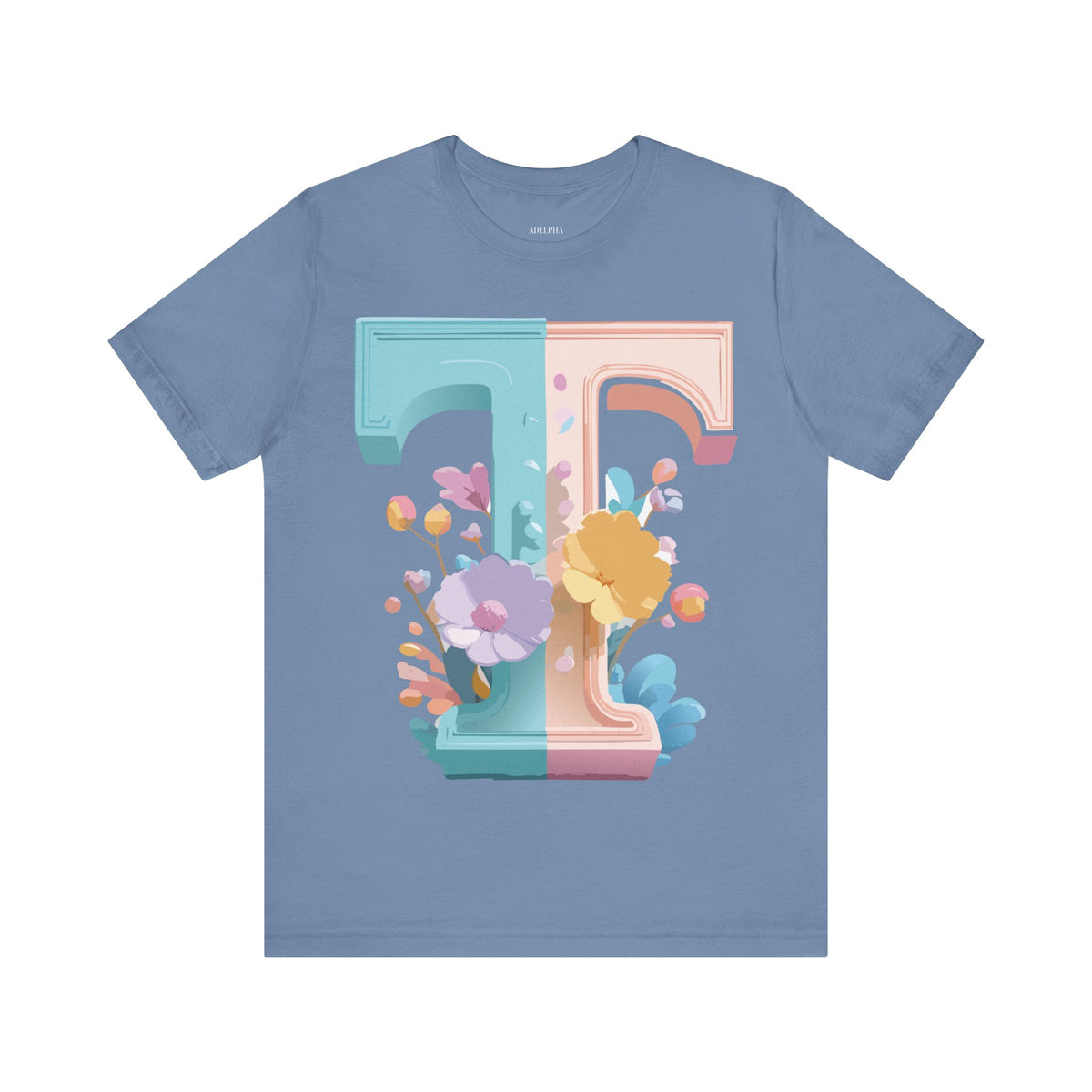 Letter T Graphic Unisex Cotton Bella+Canvas Tee with Art Letter Design