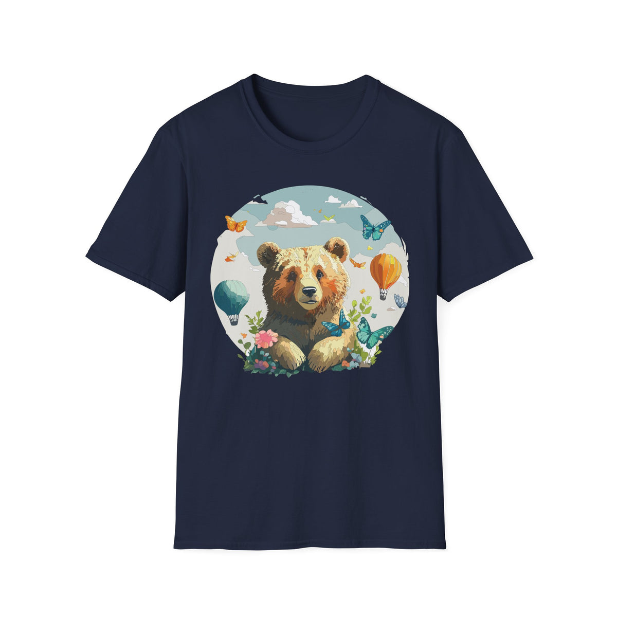 Cute Teddy Bear Balloon Garden Graphic Tee Unisex 100 Cotton Gildan T-Shirt