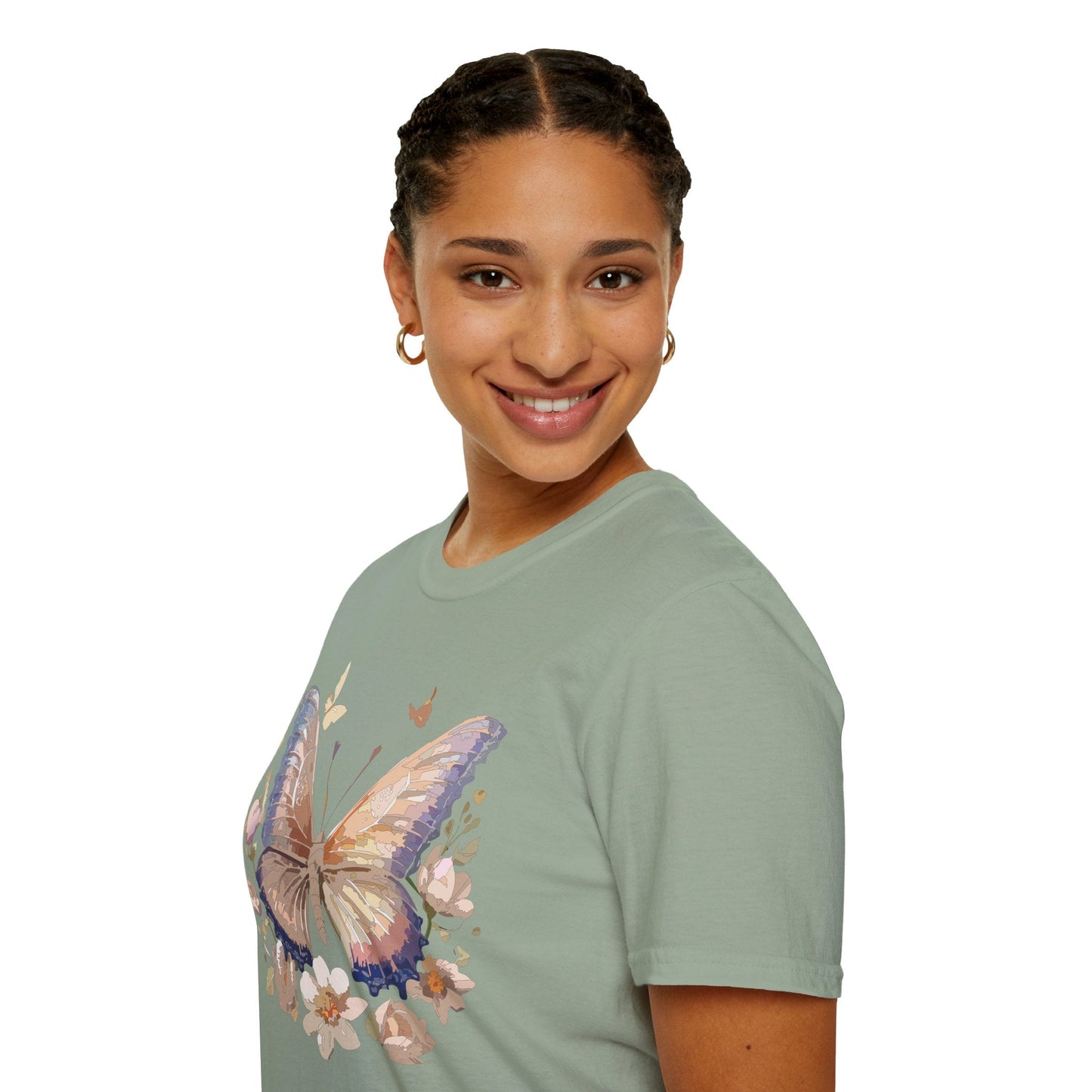Butterfly T Shirt Unisex Softstyle Monarch Design 100 Percent Cotton Tee For Everyday Comfort