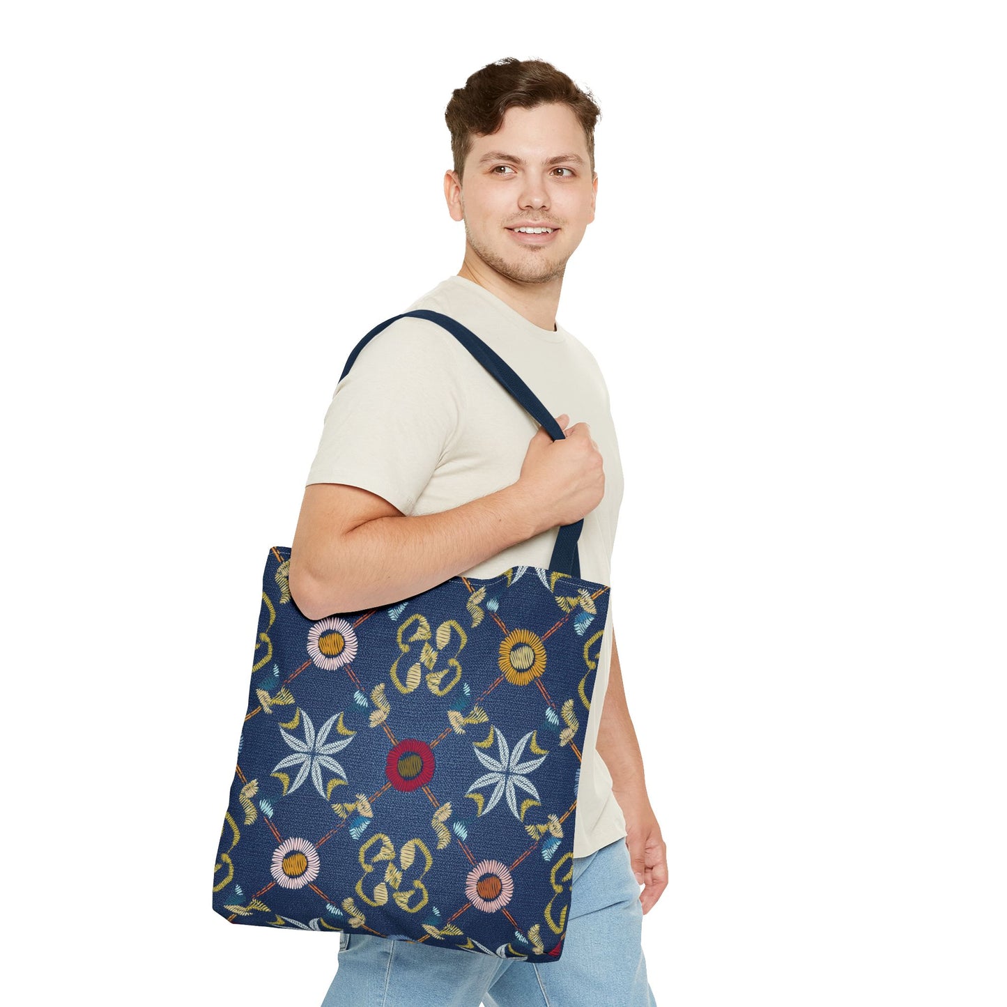 Denim Fabric Imitation Print Unisex Canvas Bag Poly Spun 3 Sizes Tote Bag 178