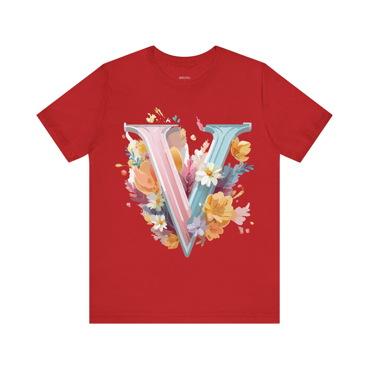 Letter V Graphic Unisex Cotton Bella+Canvas Tee with Art Letter Design