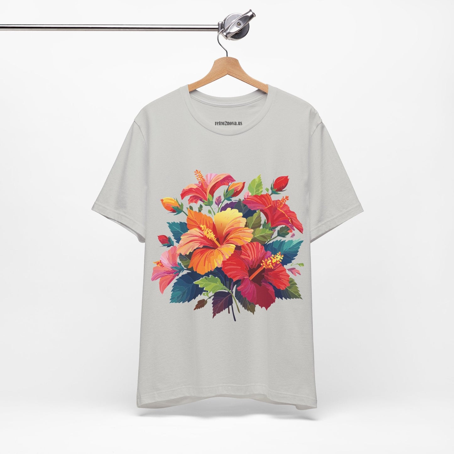 Retro2Nova Floral Shirt Unisex Jersey Short Sleeve Tee From Flowers Collection Bold Vibrant Design