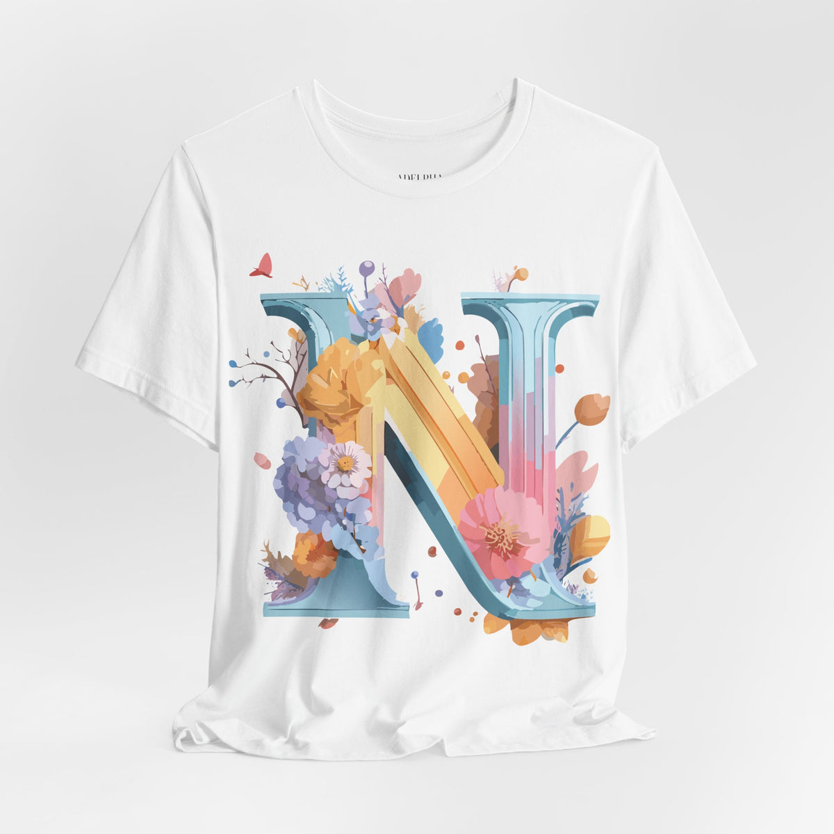 Letter N Graphic Unisex Cotton Bella+Canvas Tee with Art Letter Design