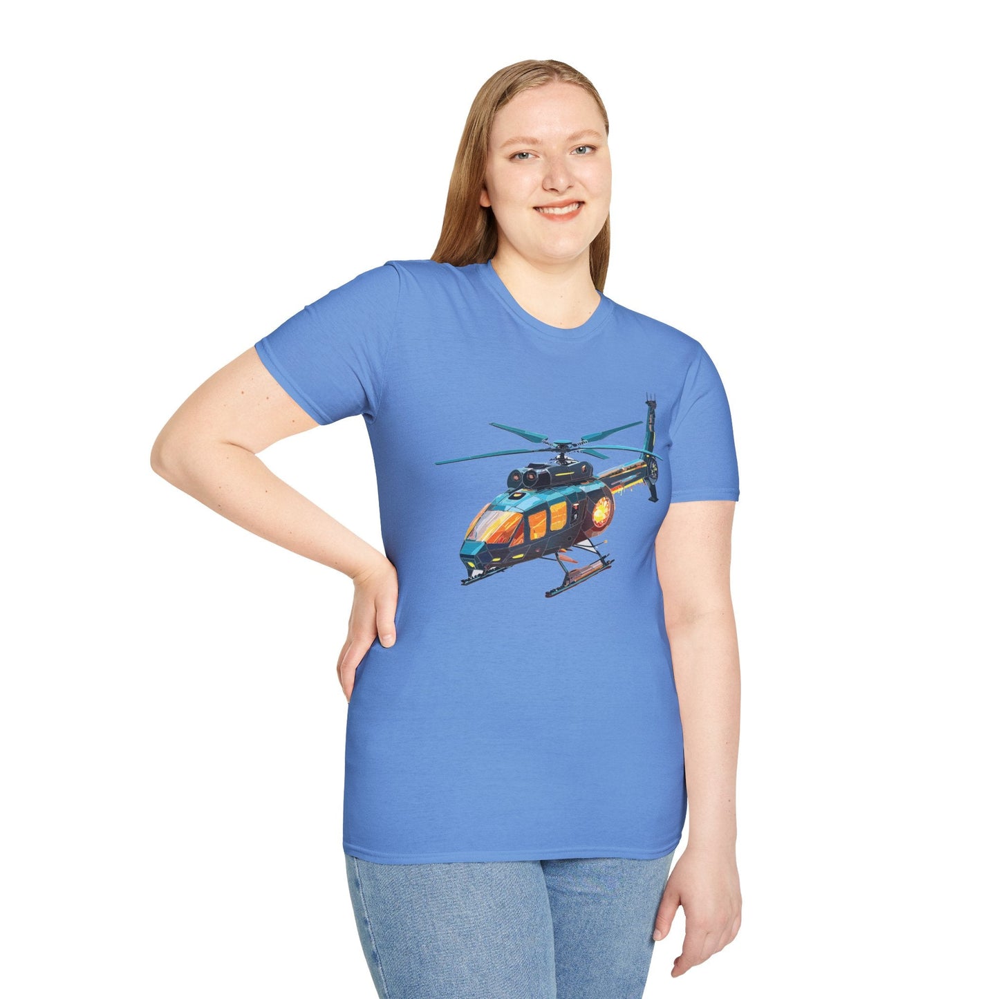 Chopper Helicopter Graphic Unisex Cotton Softstyle Short Sleeve Tee 1