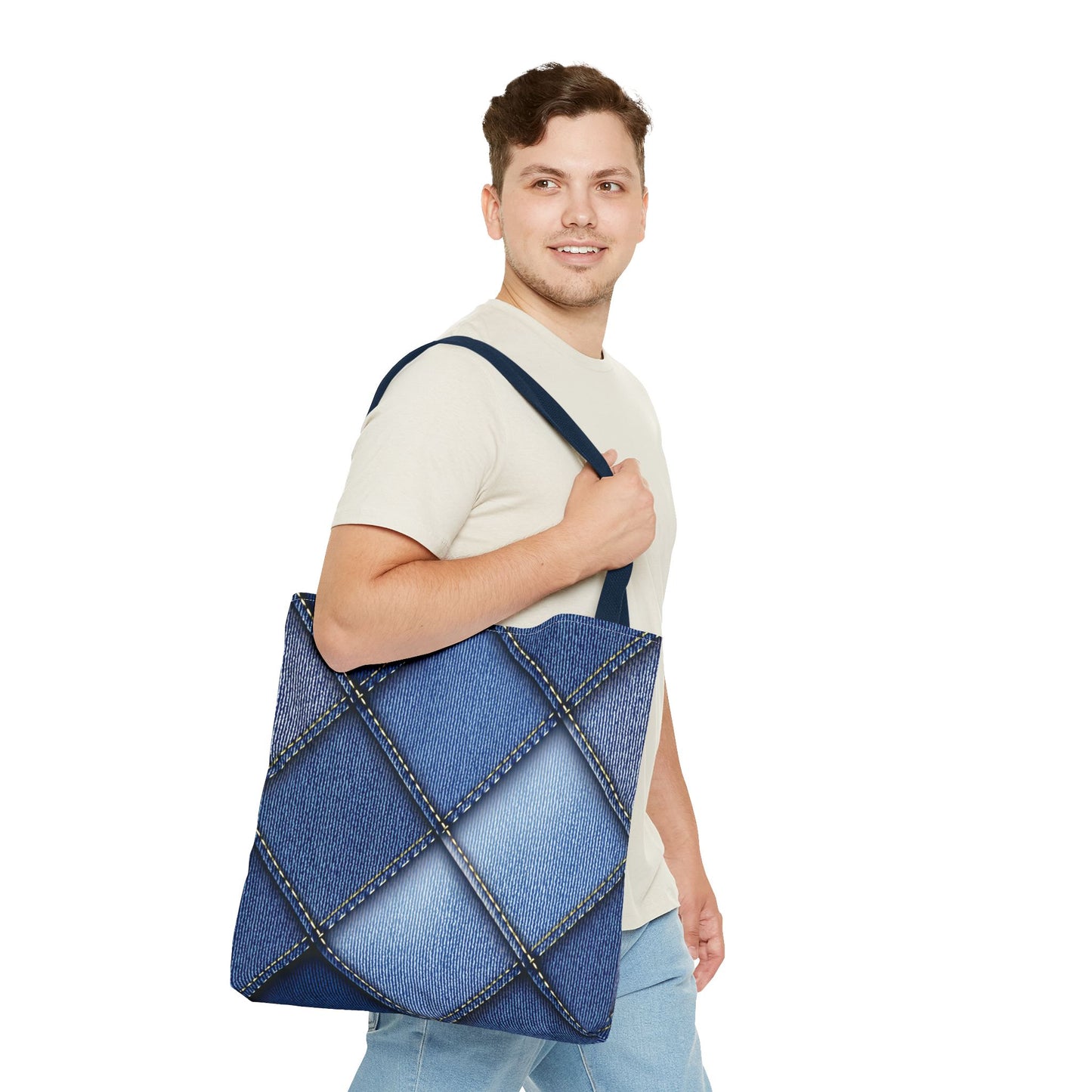 Denim Fabric Imitation Print Unisex Canvas Bag Poly Spun 3 Sizes Tote Bag 101