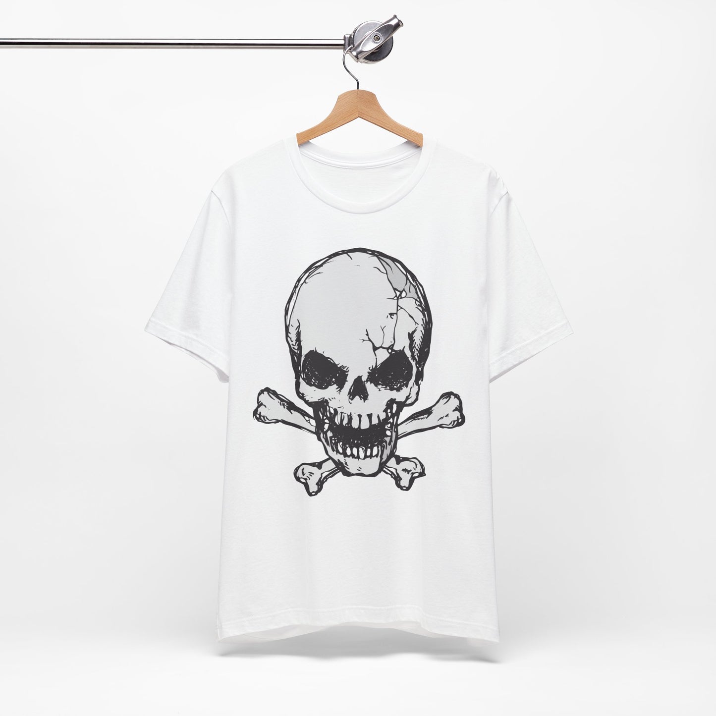 Grey Skull Graphic Design Tee, Skull Shirt, Vintage Tees, Art Design T-Shirt, Vintage Graphic Tee, Art Shirts with Skulls