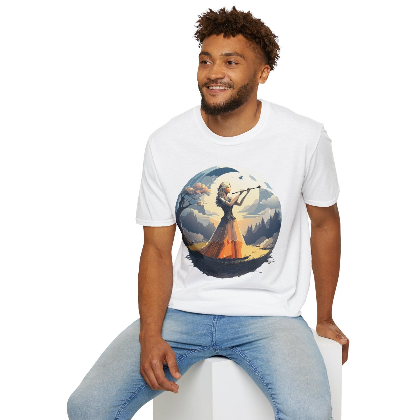 Unisex Softstyle Graphic T Shirt 100 Percent Ring Spun Cotton Art Design Tee For Women