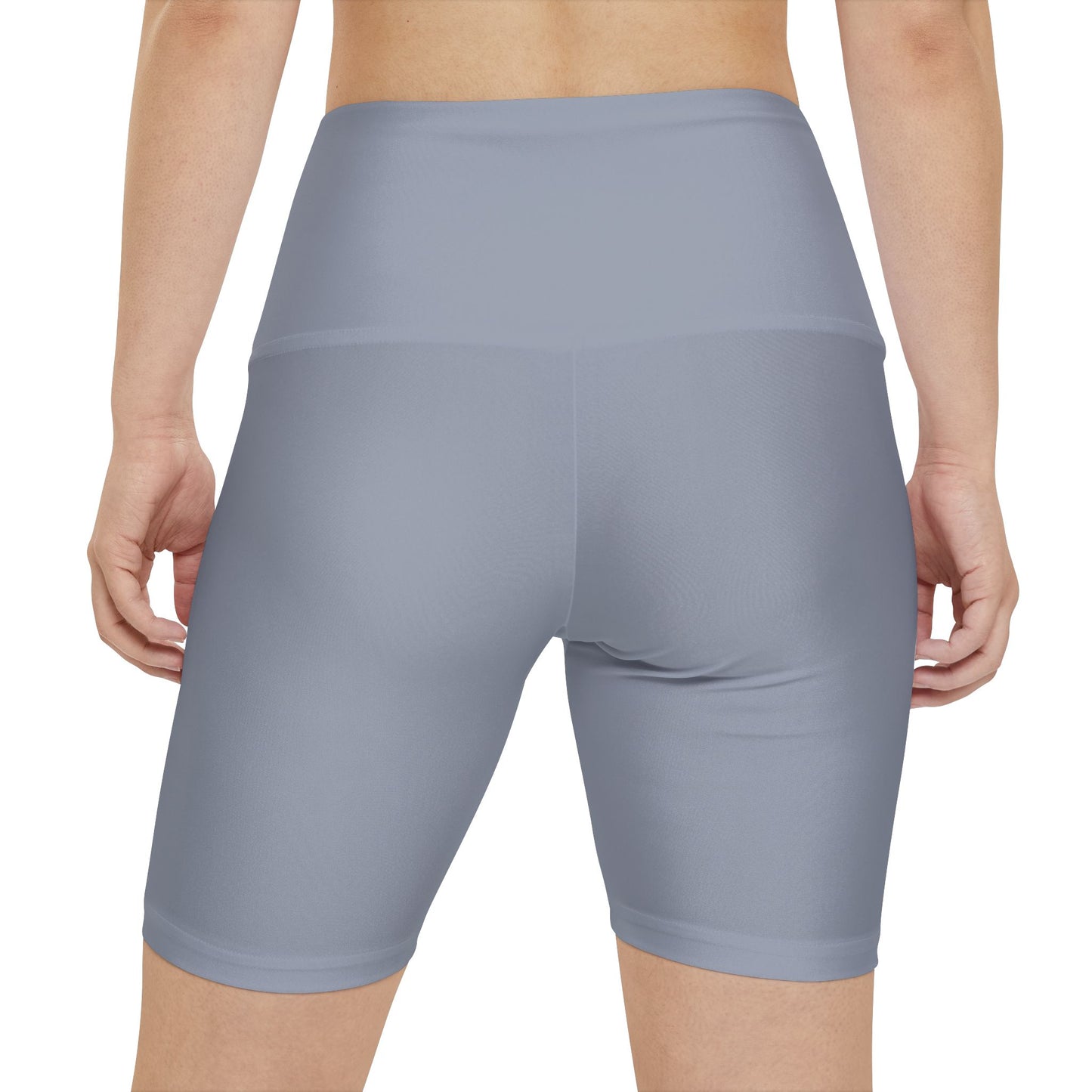 Foggy Blue Women's Workout Shorts — Solid High-Waist Biker Shorts for Exercise & Everyday Wear