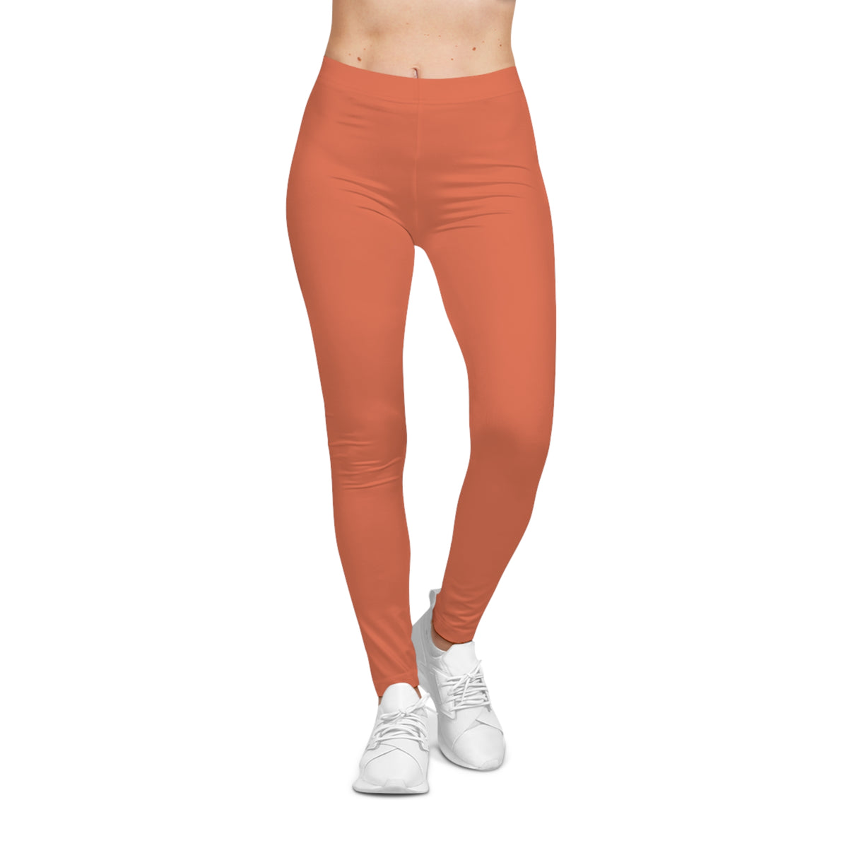 Burnt Orange Color Women's Poly-Span Casual Leggings XS-2XL