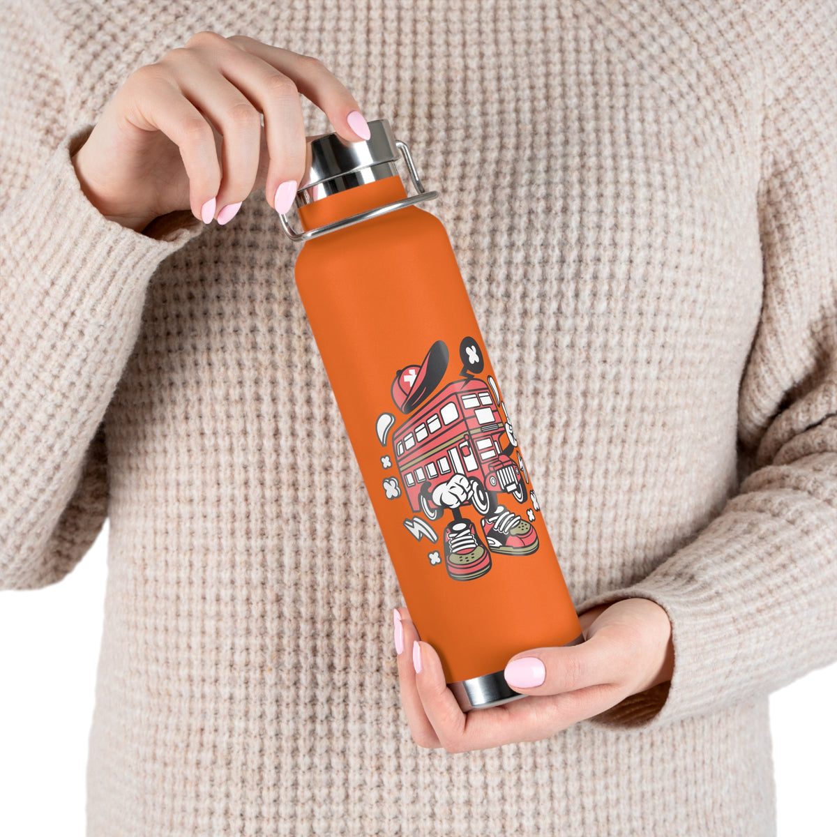 22oz Copper Insulated Water Bottle with Cartoon Design - CV27