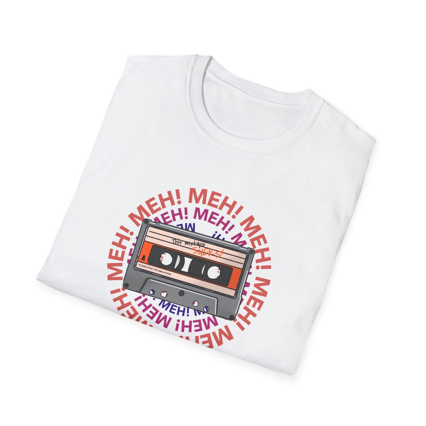 Cassette Tape Meh Graphic T-Shirt Unisex Cotton Retro Funny Music Tee