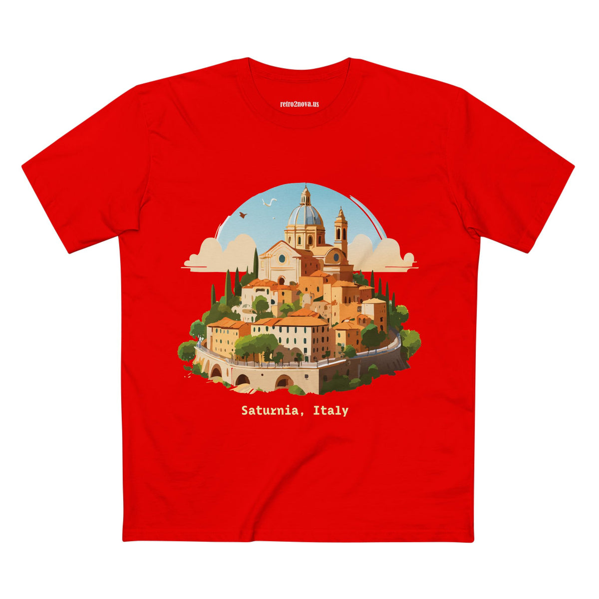 Saturnia Italy village illustration T-Shirt | Italian travel souvenir tee