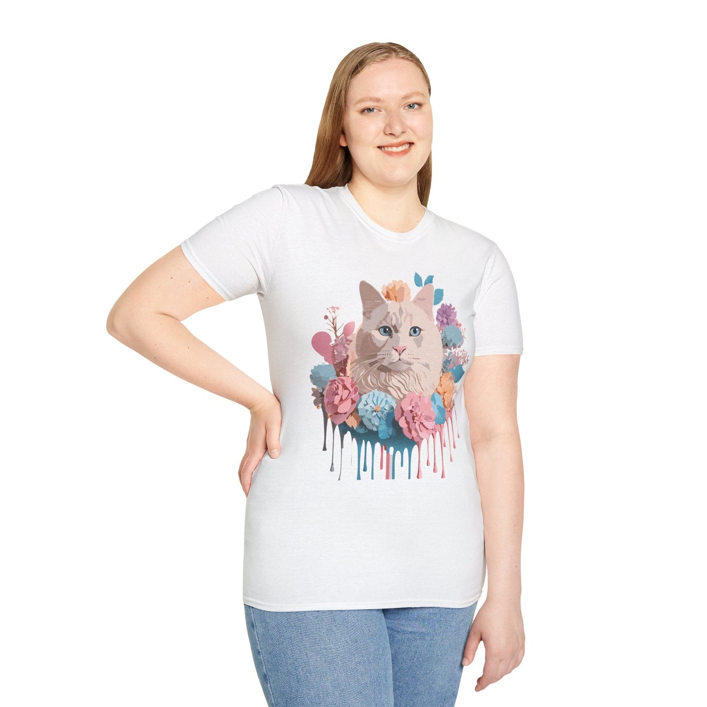 Cat Shirt Unisex Short Sleeve Cat Tee Kitten Design Gildan Softstyle 64000 Tee