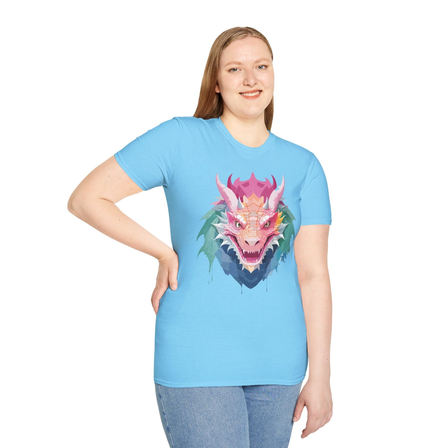 Dragon T Shirt Unisex Softstyle Cotton Tee With Animal Art Design Graphic Print Artwork