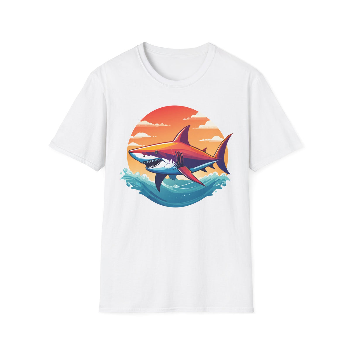 Sunset Shark T-Shirt | Retro Ocean Shark Illustration