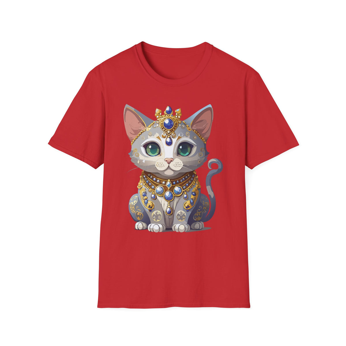 Jeweled Royal Cat T-Shirt | Gemstone Crown Kitty