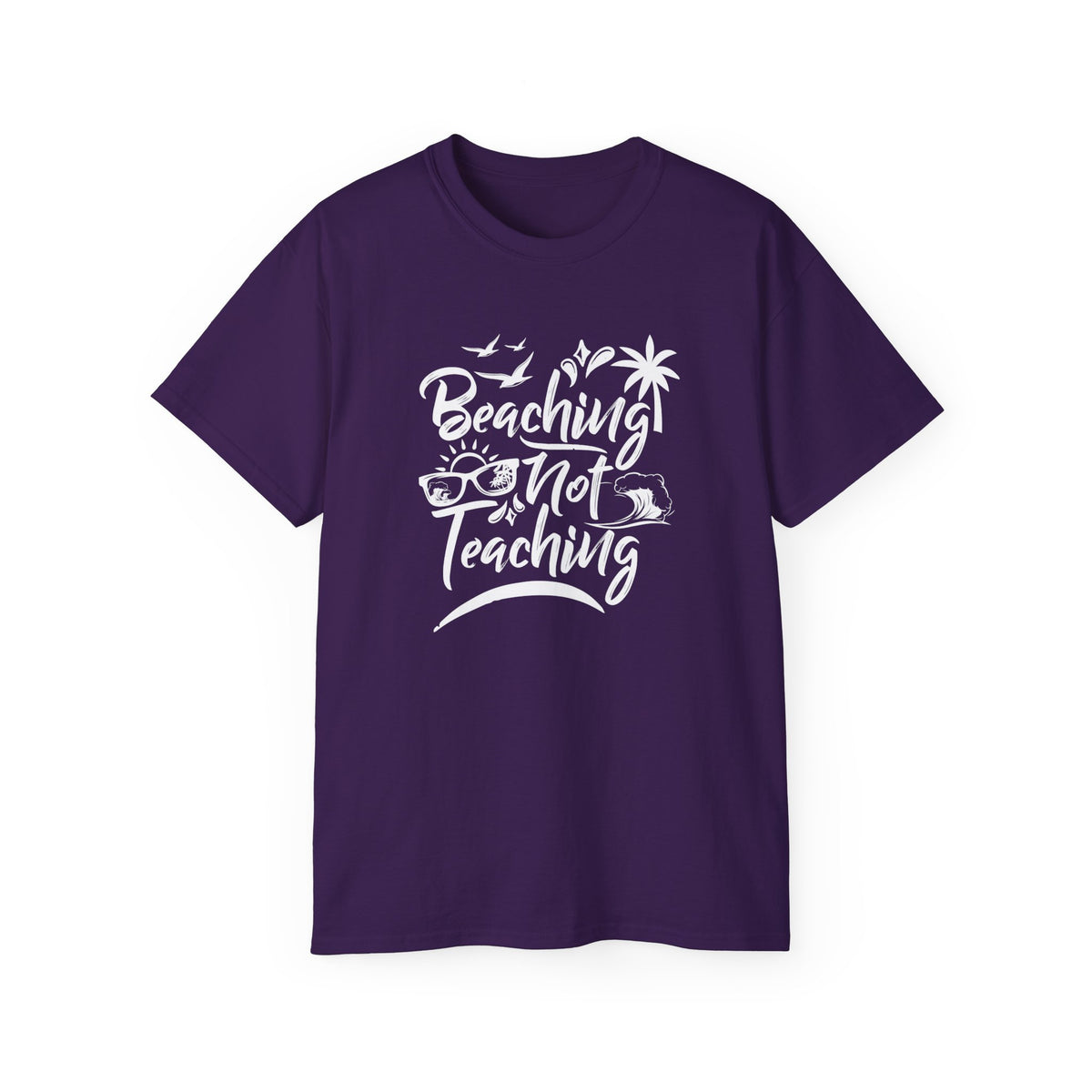 Beaching Not Teaching T-Shirt | Teacher Vacation Tee, Palm Trees Sunglasses Beach Design