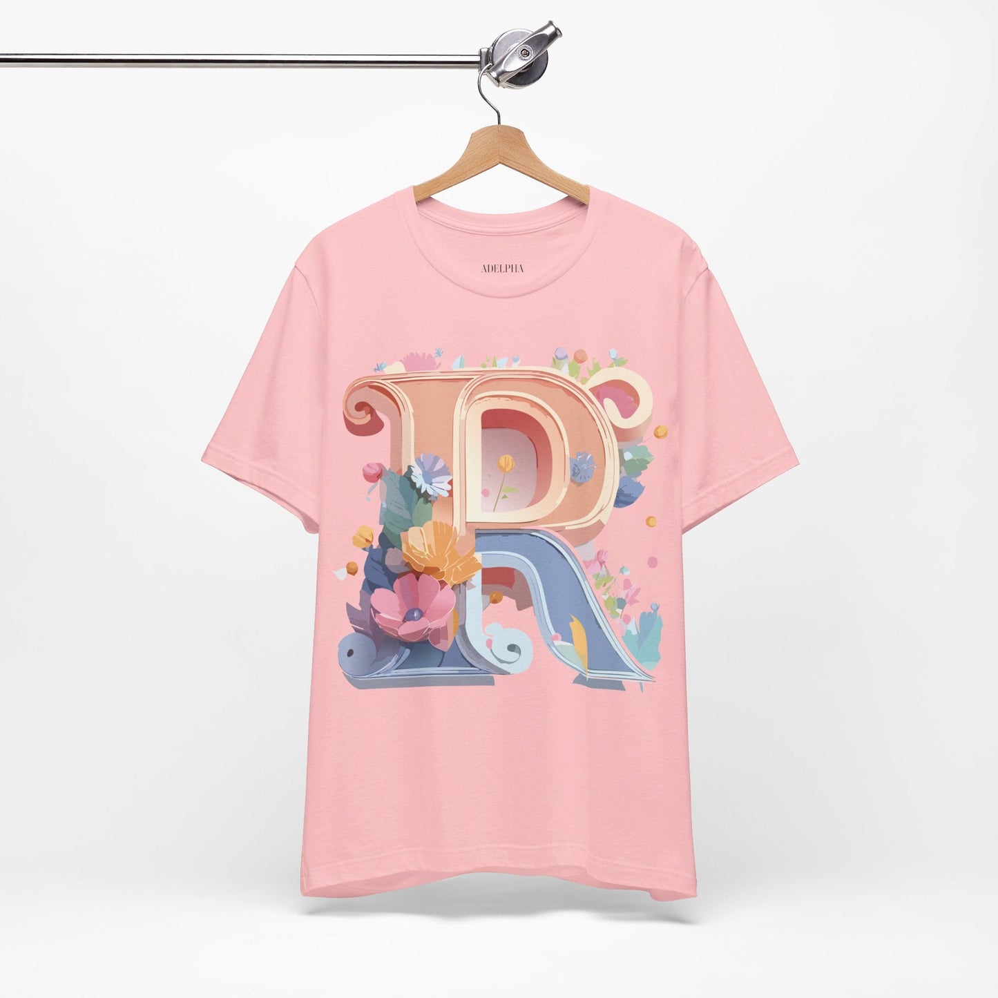 Letter R Shirt Graphic Tee Unisex Short Sleeve By Adelpha Vintage Art Design Tee