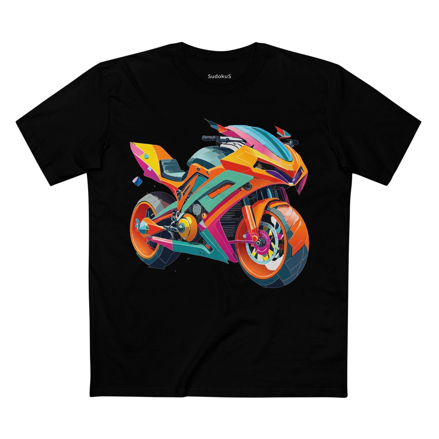 Moto Bike Graphic Unisex 100 Cotton Staple Tee 6