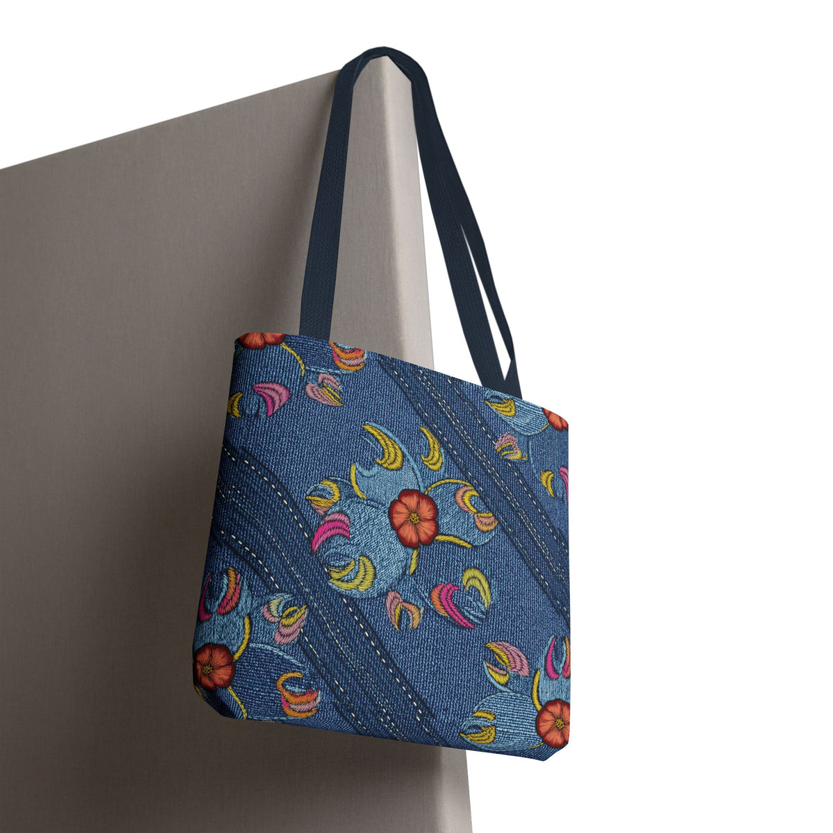 Denim Fabric Imitation Print Unisex Canvas Bag Poly Spun 3 Sizes Tote Bag 161