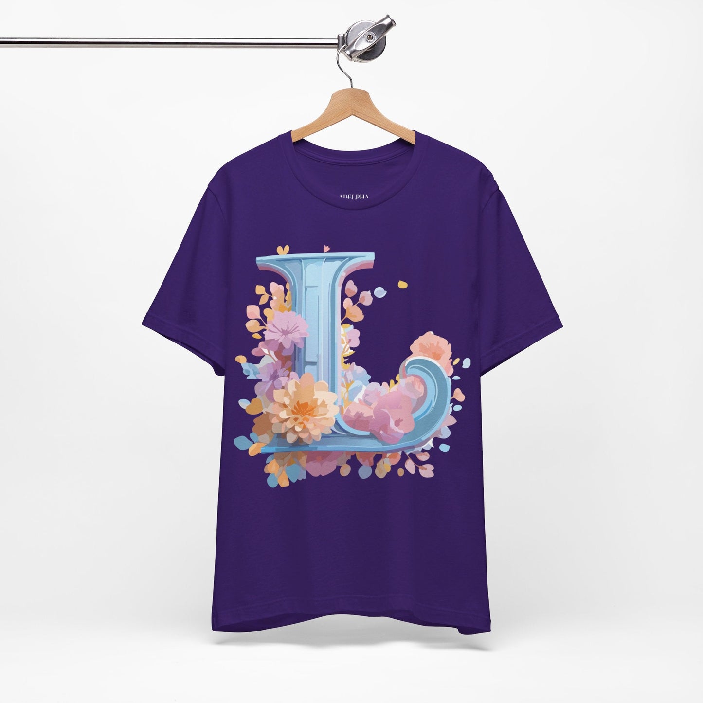 Unisex Letter L Graphic Tee Vintage Inspired Artwork Adelpha Short Sleeve Shirt Premium