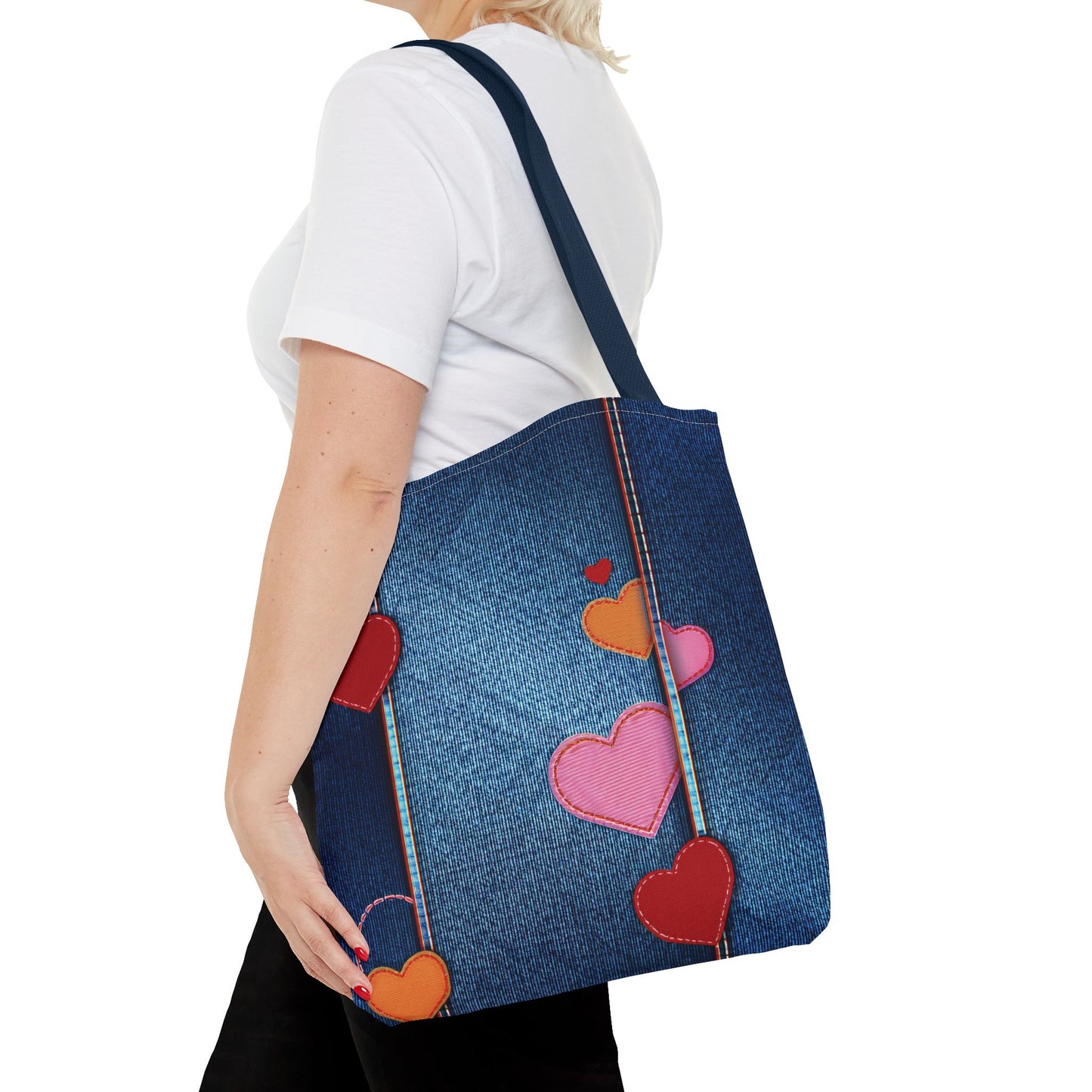 Love Day Graphic Design Denim Fabric Imitation Print Unisex Canvas Bag POLY 3 Sizes Tote Bag 201-22