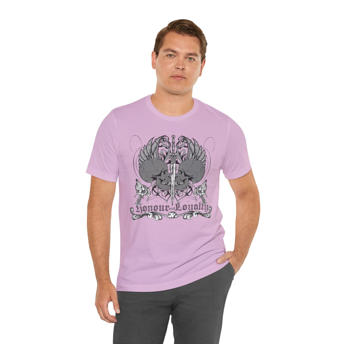 Honor Loyalty crest tee Gothic heraldry skulls wings emblem Art-48