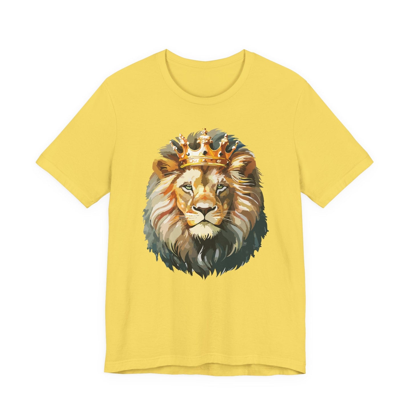 Lion with Crown Tee Unisex Cotton T-Shirt Regal King Lion Illustration, Wildlife Graphic Shirt - 1