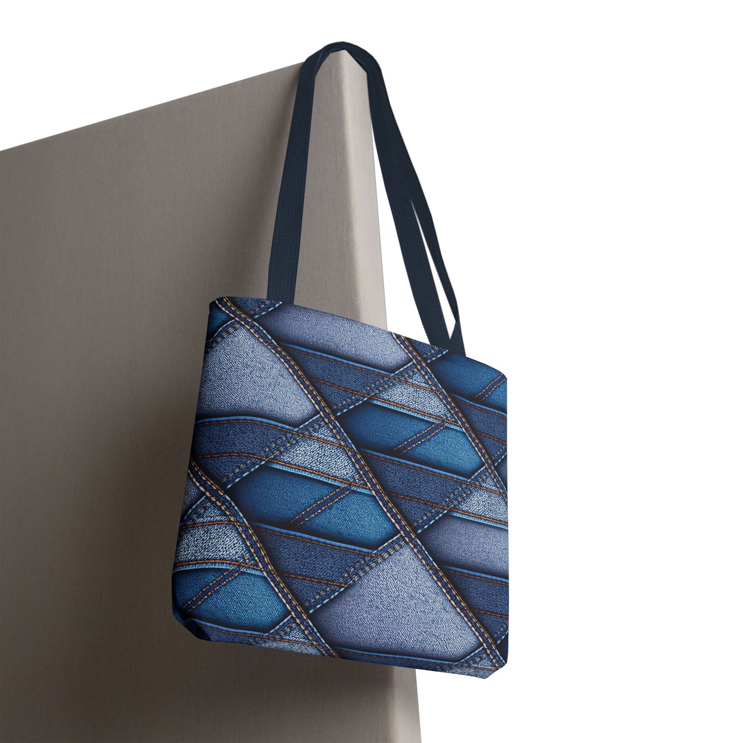 Denim Fabric Imitation Print Unisex Canvas Bag Poly Spun 3 Sizes Tote Bag 100